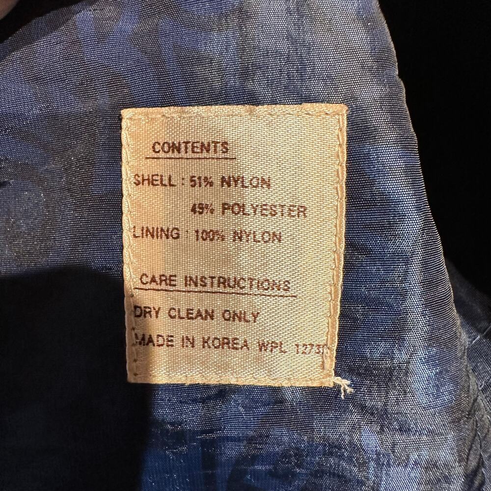 John Weitz Size 6 Trench coat Rain jacket Vintage Luxury Blue Black Print Lined - Picture 4 of 11
